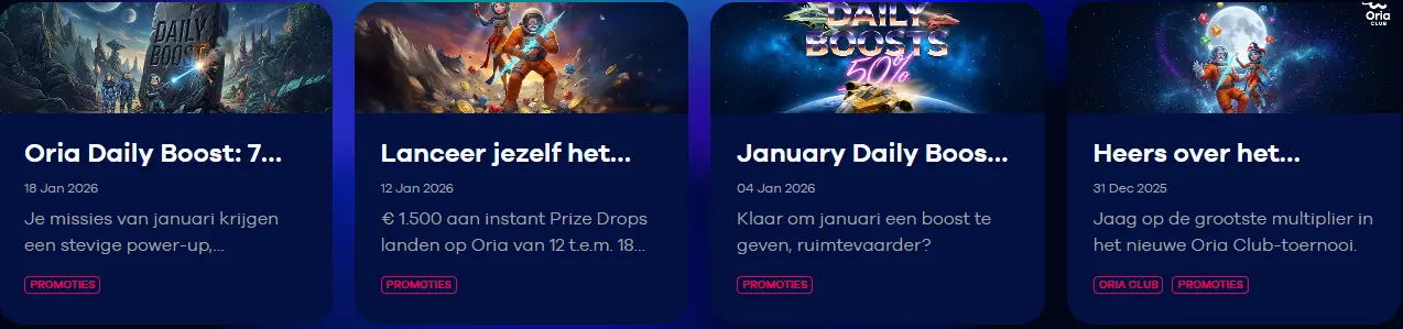 Sectie met promoties en beloningen voor casino spelers